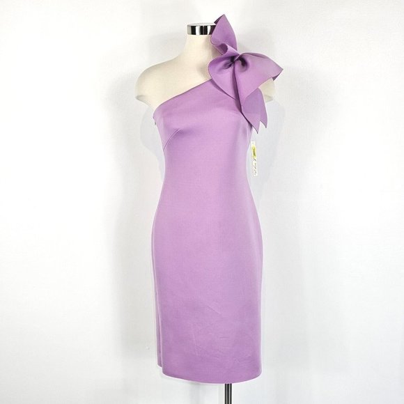 Eliza J Lavender One-Shoulder Midi Dress - Picture 1 of 16